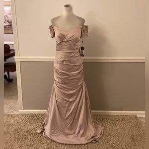 Off The Shoulder Beaded Mother of the Bride Gown